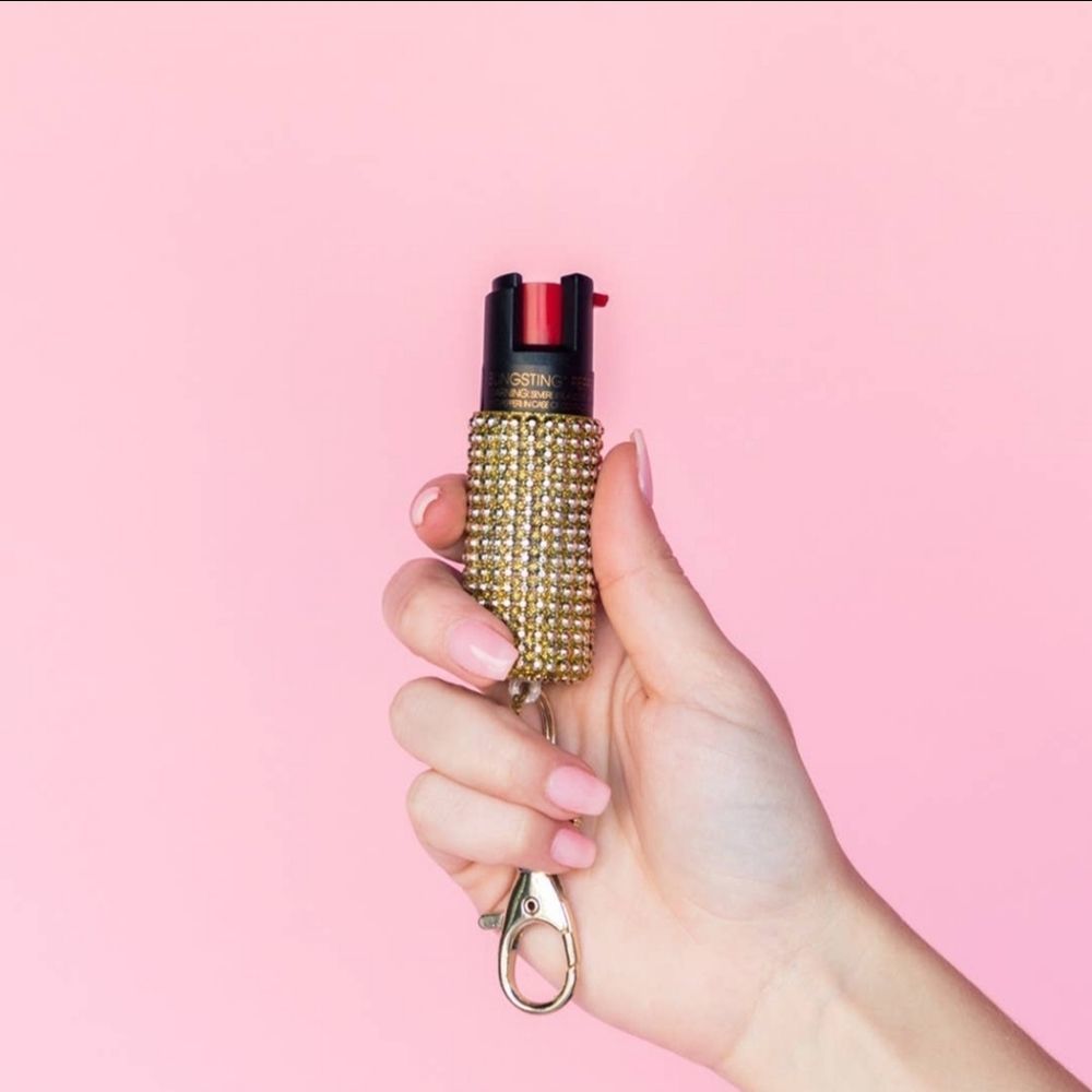 BLINGSTING Gold Rhinestones Pepper Spray